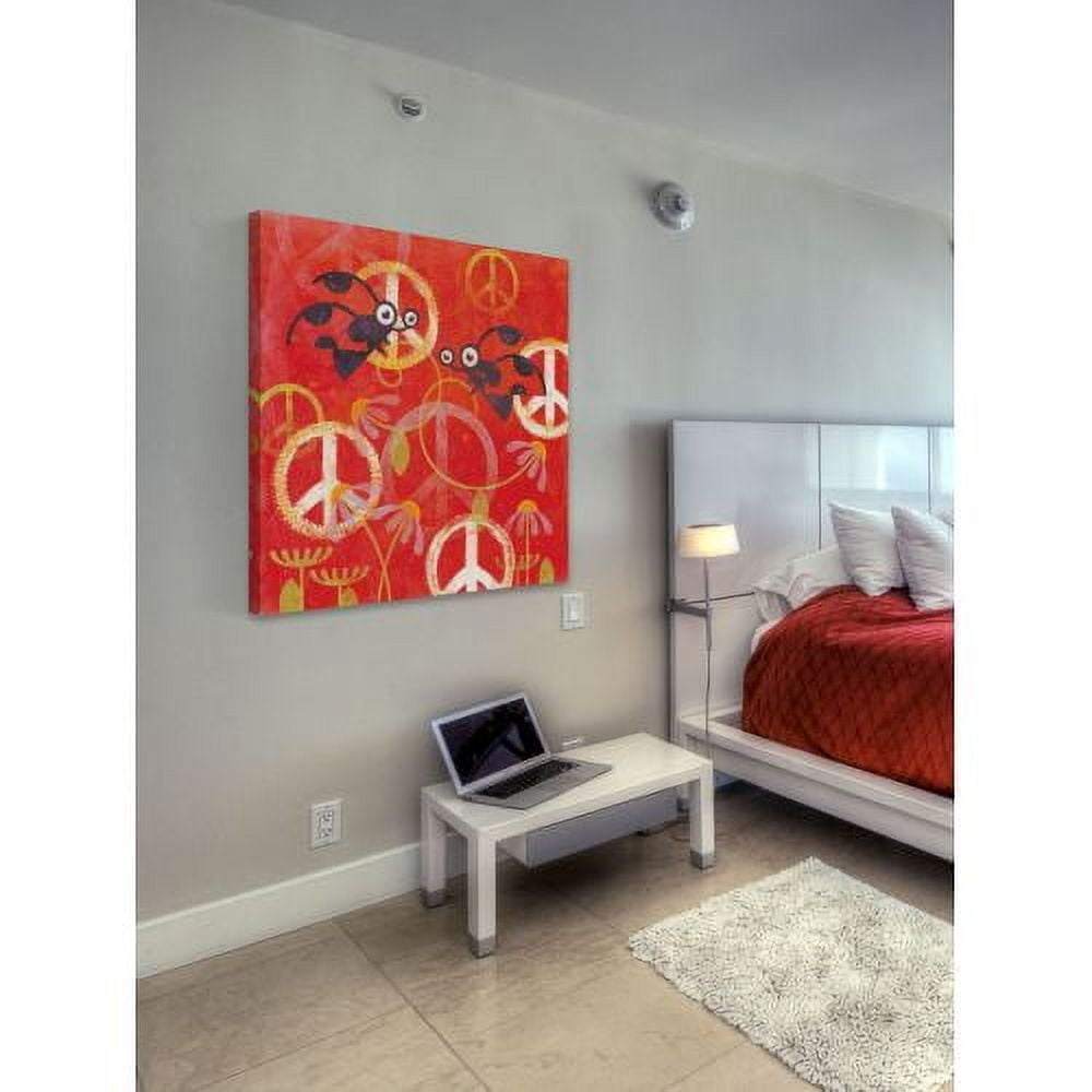 "Peace Sign Ladybugs I" Painting Print on Wrapped Canvas