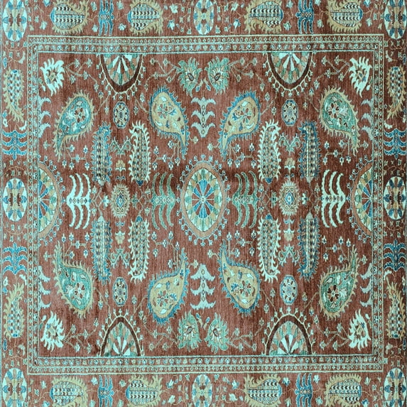 Ahgly Company Indoor Square Oriental Light Blue Traditional Area Rugs, 3' Square