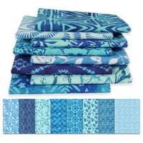 Soimoi 8 Pc Fat Quarter Bundle,Asian BatikPrint 18"x 22"DIY Patchwork-100% CottonPre-Cut Quilting Fabric Medium Blue