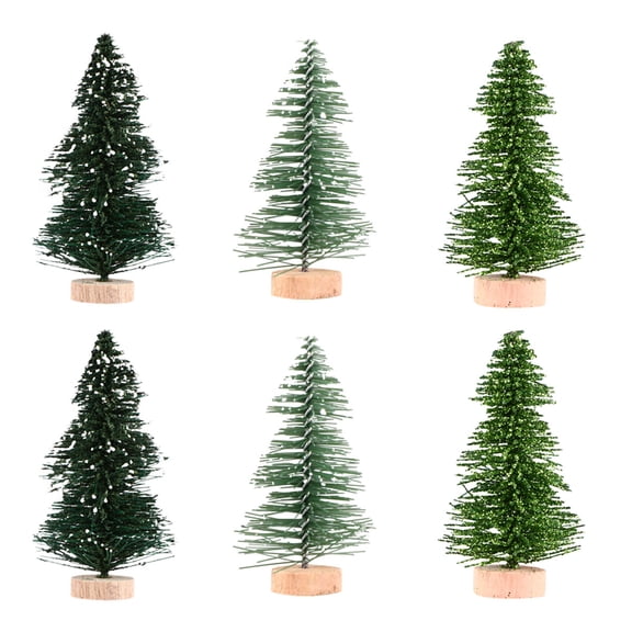 OUNONA Small Pine Fake Plant Christmas Tree Figurine Bright Colors 12 Pieces