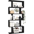thumbnail image 3 of Bookshelf  Geometric Bookcase S Shaped Book Shelves Unit for Living Room  Tier Tall Decorative Display Shelf for Bedroom  Study Room  Rustic, 3 of 4