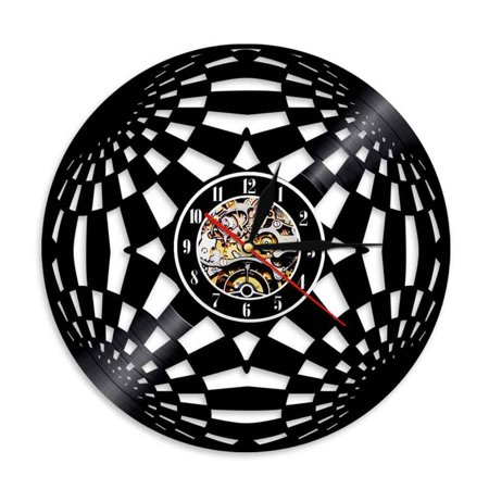 Kaleidoscope Circle Wall Clock Fractal Psychedelic Vinyl Record LP Global Wall Art Vintage Clock Living Room Wall Decor Clock Without LED