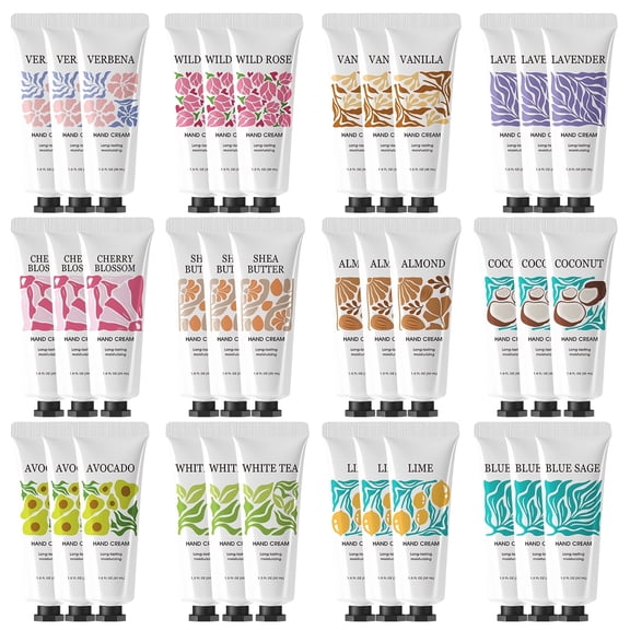36Pack Hand Cream Gift Set, Travel-Size Moisturizer for Dry Hands, Natural Scent Hand Lotion Set for Mothers Day Easter Baskets, Stocking Stuffers & Self-Care