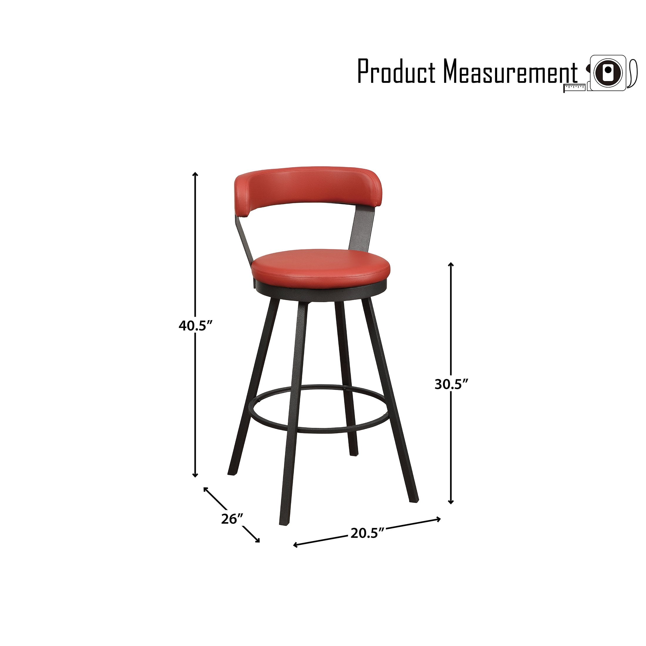 OakvillePark Belmar Swivel Pub Height Barstool (Set of 2), Red