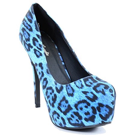 

Leopard Classic Vegan Stilleto Hidden Platform Pumps (Blue 6.5 US)