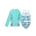thumbnail image 2 of YIZYIF Kids Girls Tankinis Swimsuit 3-Pieces Swimming Set Floral Print Long Sleeve Rashguard Bathing Suit Green Palm Leaf 12, 2 of 7