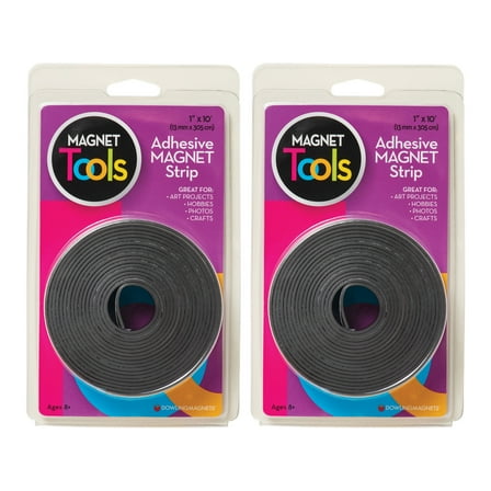 Dowling Magnets Adhesive Magnet Strip, 1" x 10' Roll, Pack of 2
