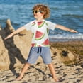 thumbnail image 3 of FORMRS Boys Rash Guard with Short Sleeves UPF 50+ Swim Shirts Sizes 3-12T, Cartoon Watermelon, 3 of 6