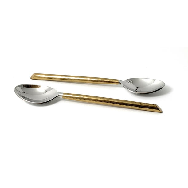 Teaspoons Golden Cut Hammered Dessert Spoons Set of 6