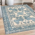 thumbnail image 1 of Boho Decorative Rug, Vintage Look Ethnic Look Pattern of Paisley Details and Bohemian Feels Damask, Quality Carpet for Bedroom Dorm and Living Room, 6 Sizes, Champagne and Blue, by Ambesonne, 1 of 4