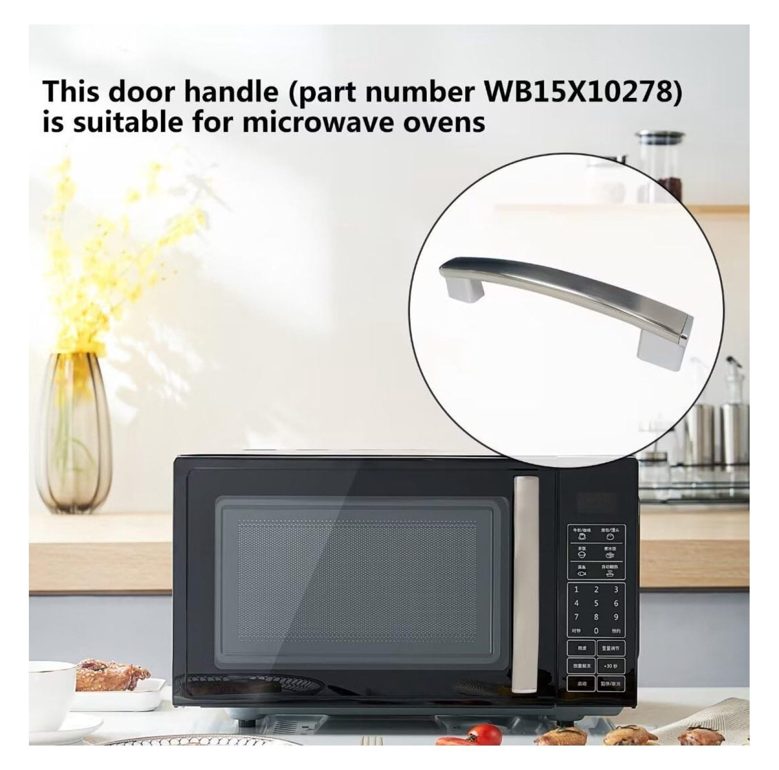 Upgraded WB15X26821 Microwave Door Handle Replacement for Microwave Parts JVM6172SK2SS, JVM6175BL1TS, Replaces PD00043395, 4464467, AP6024408