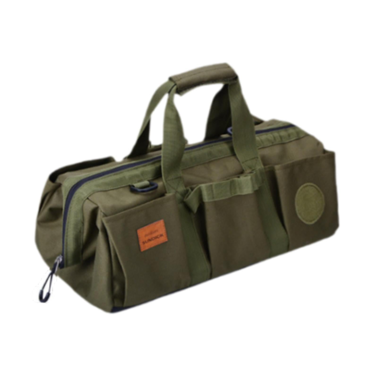 simhoa Tent Tool Bag Tool Organizer Large Capacity with Side Pockets Compact Storage Bag Handbag for Travel Fishing Outdoor Climbing Green