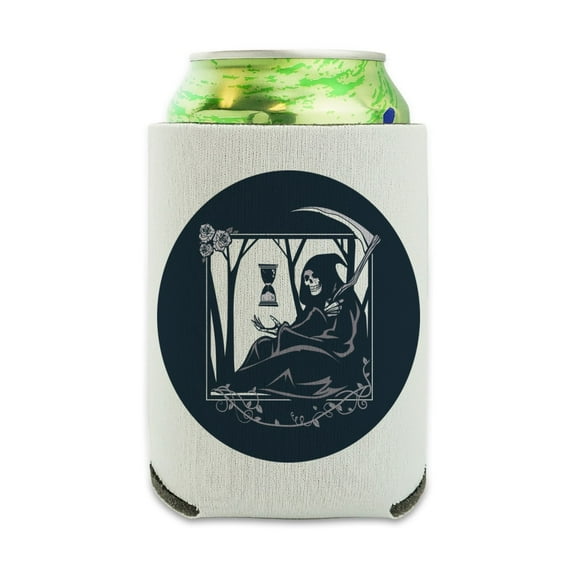 Death Grim Reaper Waiting With Hourglass Can Cooler - Drink Sleeve Hugger Collapsible Insulator - Beverage Insulated Holder