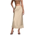 thumbnail image 2 of Gamivast Women's Satin Midi Skirt High Waisted Elegant Smooth Flared Slip Skirt Flowy Side Zipper Eyelash Lace Skirt Trim Hem Wedding Guest Cocktail Party, 2 of 8
