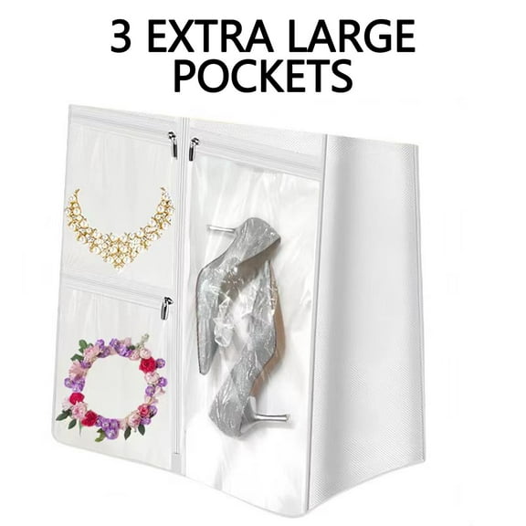 Tainini Portable 70 Wedding Dress Garment Bag with Bride Tote Bag 8'' Gusseted Dress Bags for Gowns Long 4 Pockets Dress Cover for Women