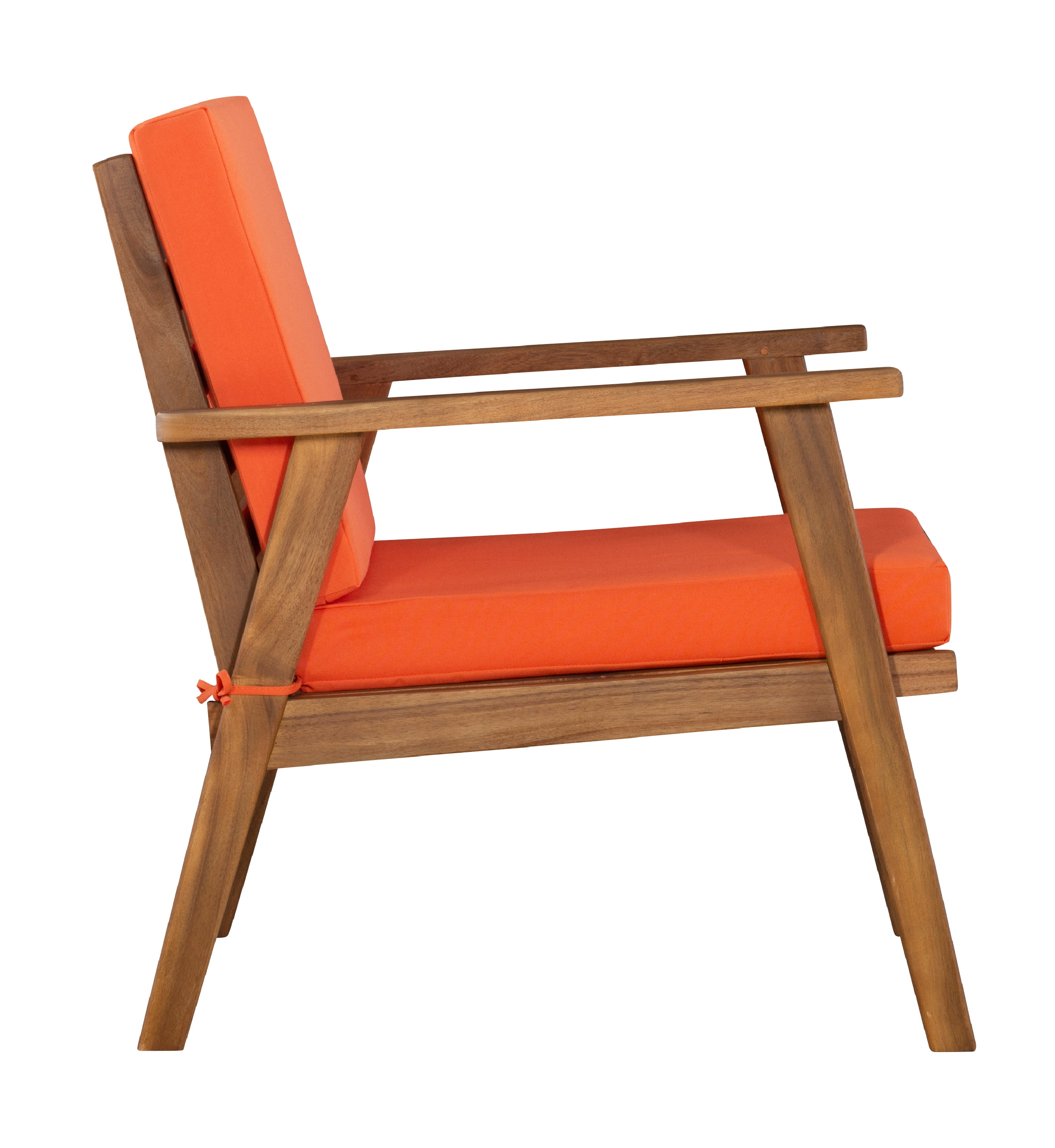 Linon Lathan 4-Piece Acacia Outdoor Conversation Set with Coffee Table, Loveseat & Chairs, Acorn/Orange
