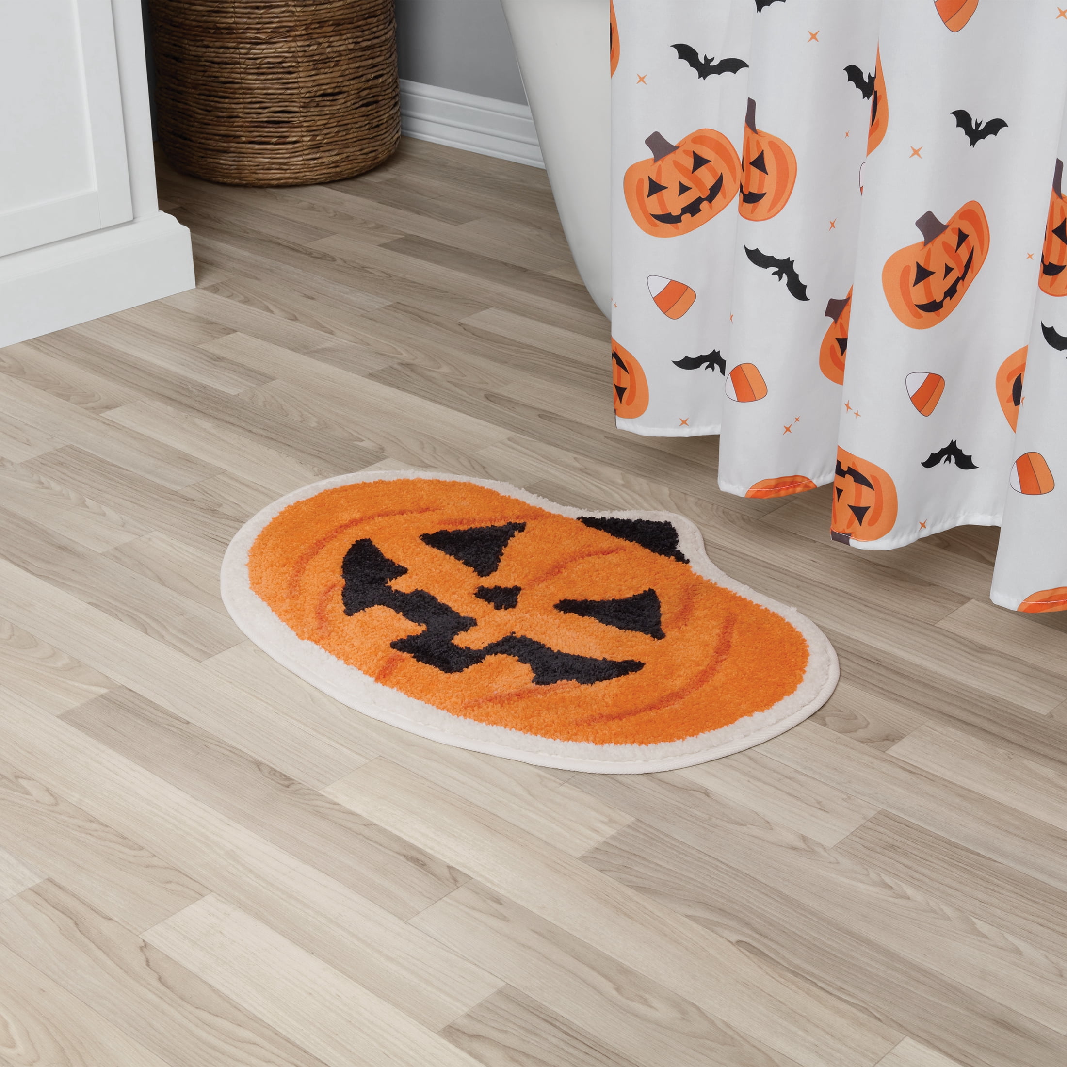 Way to Celebrate! Orange Pumpkin Shaped Bath Rug, 17" x 24"