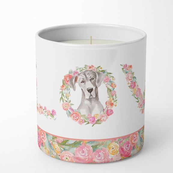 White Great Dane Love 10 oz Decorative Soy Candle