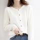 thumbnail image 1 of Cárdigans para mujer, suéter informal cálido para otoño e invierno, cuello redondo, manga larga, un solo pecho, moda ajustada, prendas de punto coreanas, Tops 2023, 1 of 5