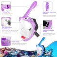 thumbnail image 3 of Máscara facial completa Zipoute para niños Snorkeling Gear con vista de 180°, paquete de 2, 3 of 6