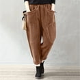 thumbnail image 2 of LWavelet Corduroy Fabric Elastic Cuff Pants Women Comfort Casual Wear Brown XL, 2 of 4