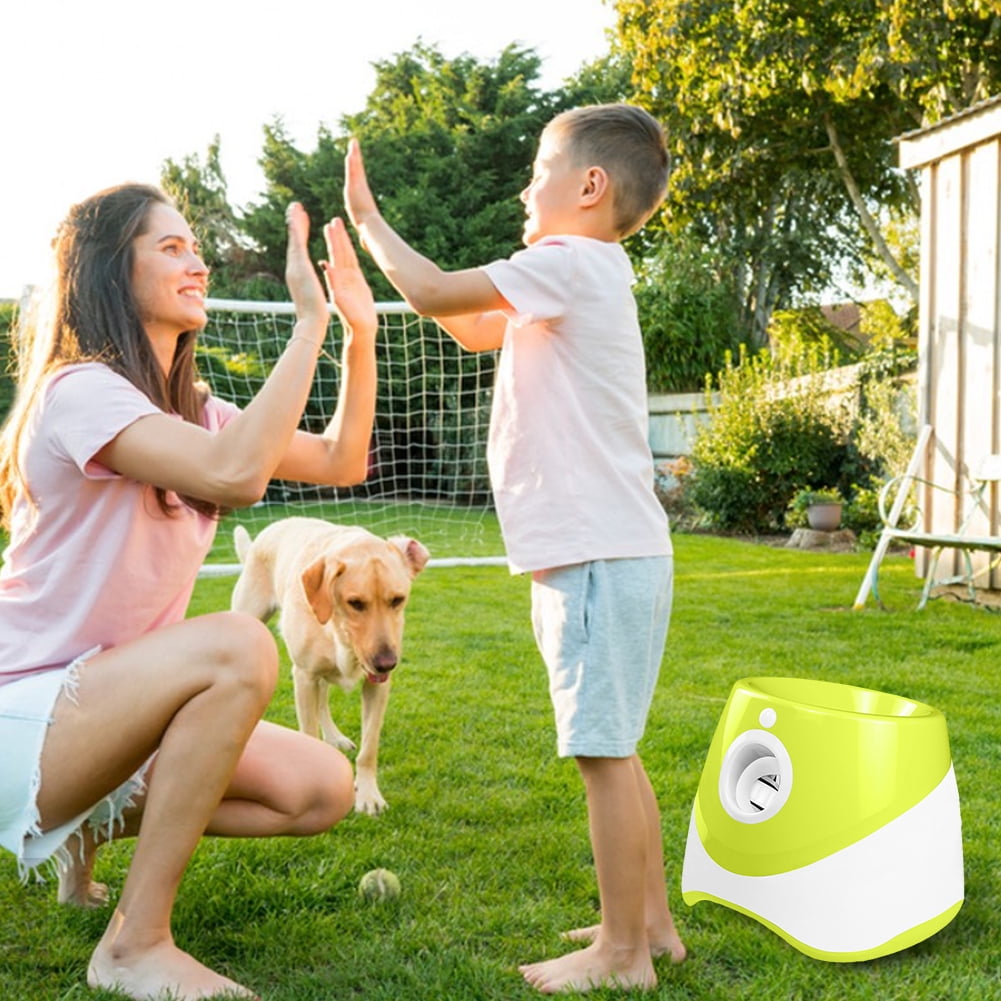 HBASD Automatic Dog Ball Launcher for Medium to Large Dogs, Interactive Dog Ball Thrower Mental Stimulation Dog Toys (Yellow)