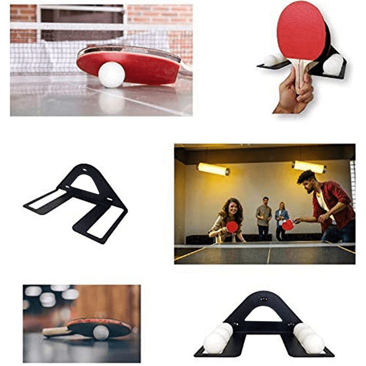 2X Table Tennis Paddle Holder, Pings Ball Holder - Table Tennis Racket Display Stand with Ball Holder Shelf