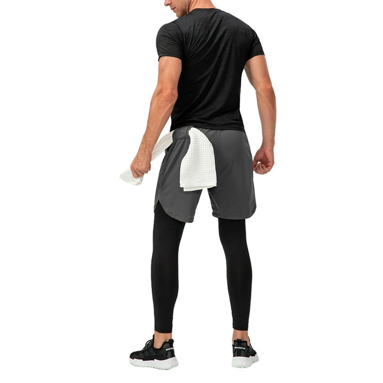 NNOLV Men's Workout Pants Running Gym 2 in 1 Compression Shorts Leggings  Lined Active Tights Pants Camouflage : : Clothing & Accessories