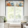 thumbnail image 4 of Fall Curtain Valances,Autumn Blue Pumpkin Semi Sheer Kitchen Windows Valances,Rod Pocket Short Window Treatment Light Filtering Decor Valances for Kitchen Living Room Bedroom Windows - 54"x18", 4 of 6