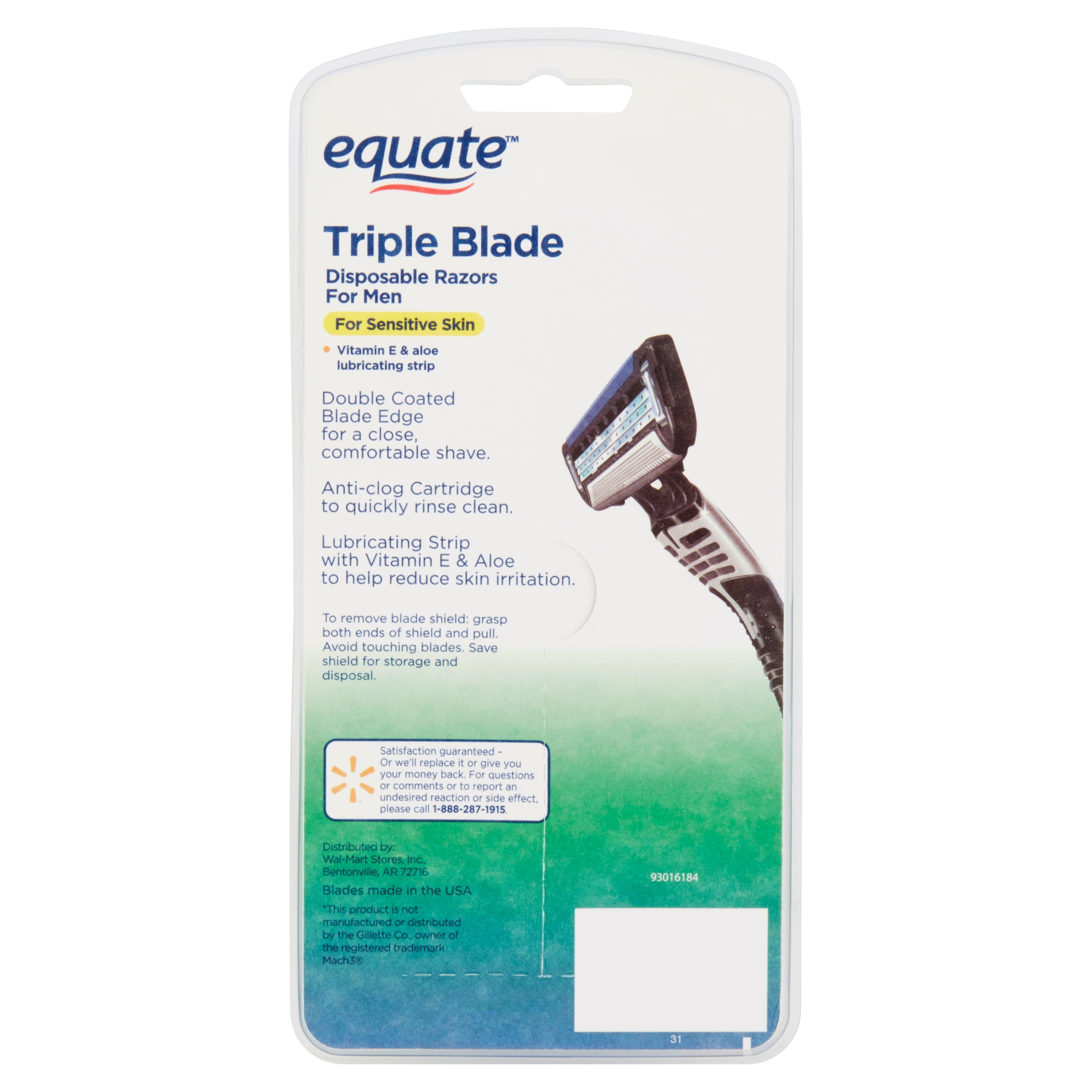 Equate Triple Blade Disposable Razors for Men, 3 count