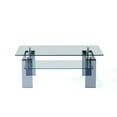 thumbnail image 5 of GZXS Modern Tempered Glass Coffee Table - 2-Tier Rectangular Clear Glass Center Table with Brown Glass Legs, Easy Assembly (Smoke Gray), 5 of 6