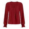 thumbnail image 5 of Women Boho Long Sleeve Shirts Dressy Casual V-Neck Fall Fashion Tops Dot Flowy Blouses, 5 of 6