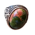 thumbnail image 2 of Unakite Jasper Mens Ring, Natural Unakite Jasper Ring, Oxidized Two Tone, 925 Silver Ring, Birthday Gift, Heavy Mens Ring, Arabic Design, Ottoman Style Ring, Christmas, Turkey Mens Signet Ring, 2 of 6