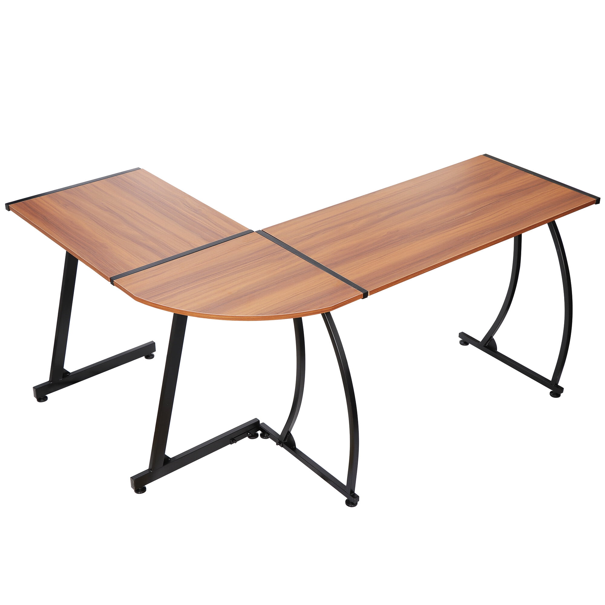 HomGarden L-Shaped Computer Desk 58” Reversible MDF Corner Gaming Desk, Walnut