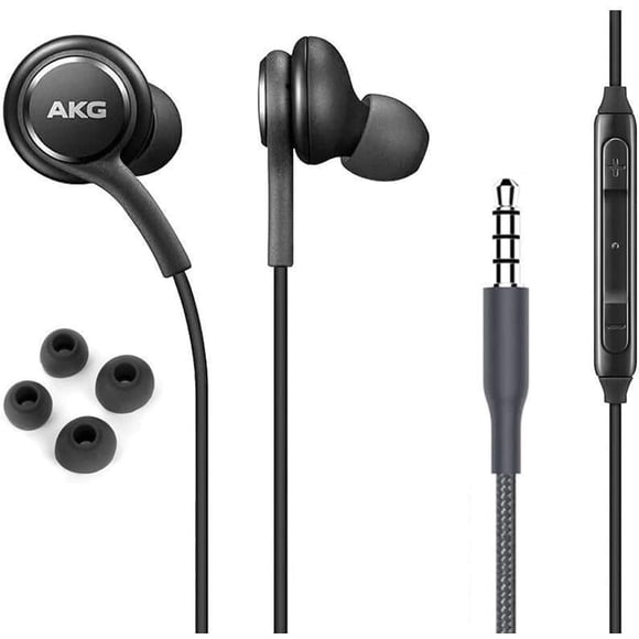 Samsung AKG Earbuds Auriculares estéreo de 3,5 mm para Samsung Galaxy S10 S10e S9 S8 Plus A31 A71 Auriculares con Cable - Diseñados por AKG - con micrófono y Botones de Volumen (Negro)