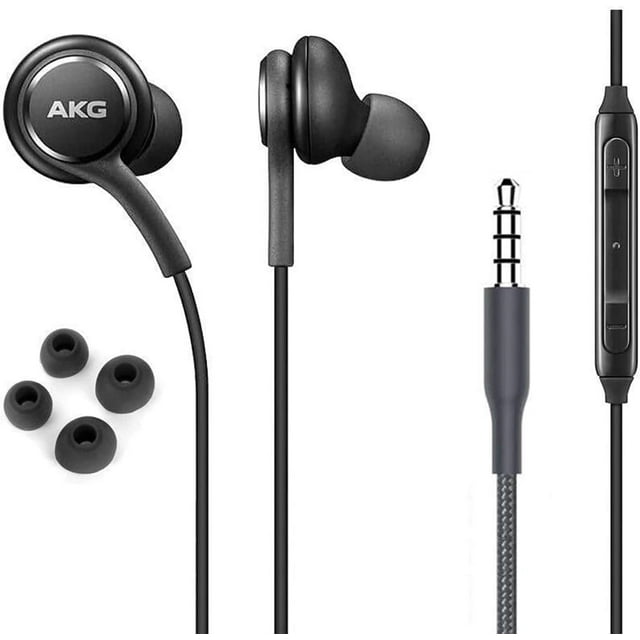 Samsung AKG Earbuds Auriculares estéreo de 3,5 mm para Samsung Galaxy S10 S10e S9 S8 Plus A31 A71 Auriculares con Cable - Diseñados por AKG - con micrófono y Botones de Volumen (Negro)
