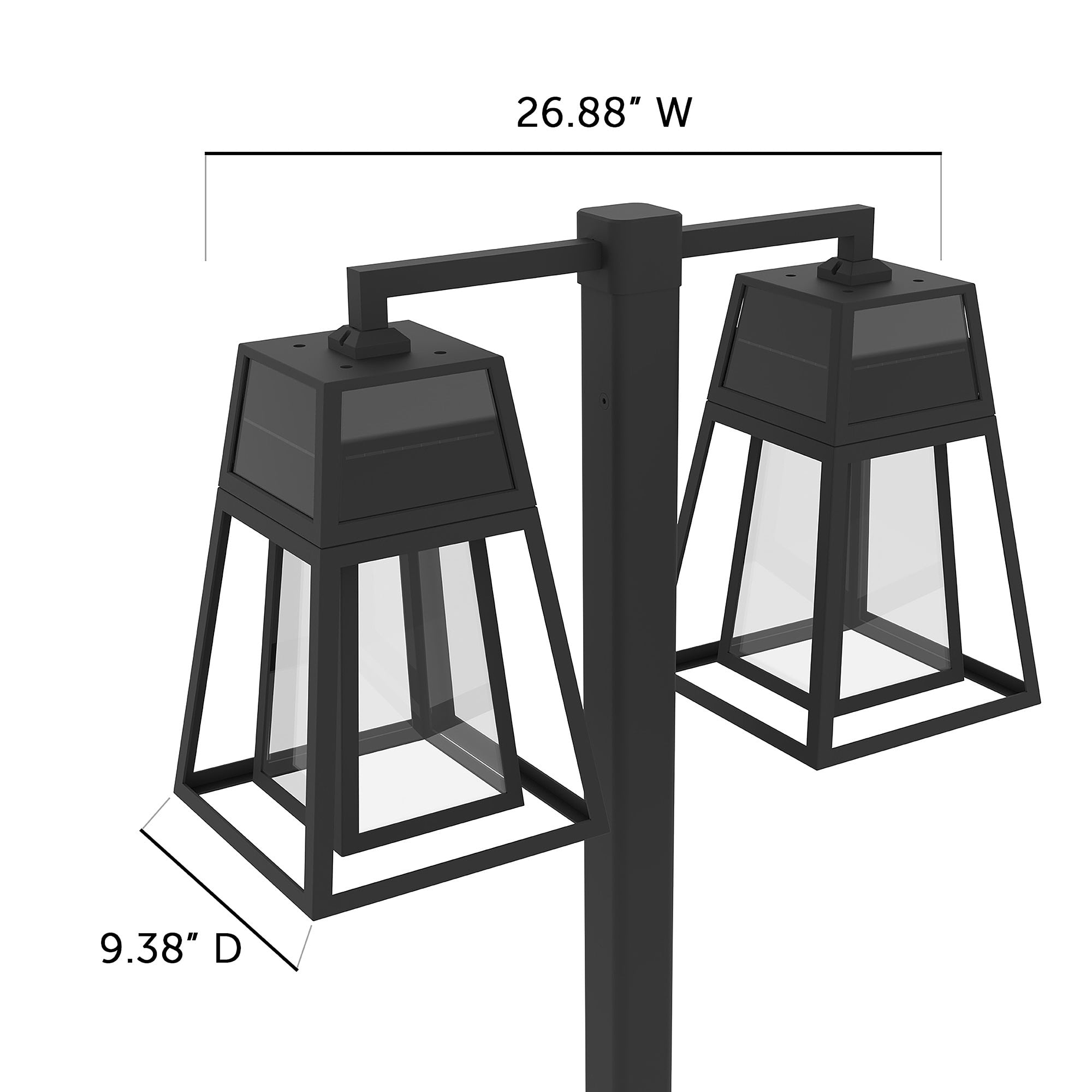 Aria 98 in. 2-Light Black Aluminum Solar Outdoor Waterproof Post Light Set with Solar LED Light Bulb Included