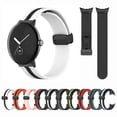 thumbnail image 4 of (Black White)For Google Pixel Watch Two-color Folding Buckle Silicone Watch Band AQGJ, 4 of 5