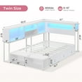 thumbnail image 2 of Afuhokles Twin Daybed, Corner Bed Frame with Bookcase Storage and LED Light Headboard, Charging Station, White, 2 of 9