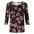 thumbnail image 5 of BangWanChi Womens Fashion Printed T-shirt 3/4 Sleeves Blouse Round Neck Casual Tops, 5 of 5