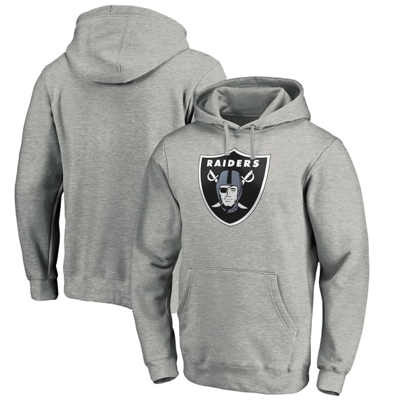 Men's Heather Gray Las Vegas Raiders Primary Logo Fitted Pullover Hoodie