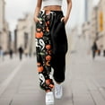 thumbnail image 2 of Arlun,Halloween Cartoon Graphic Sweatpants for Women Baggy Elastic Waisted Drawstring Wide Leg Joggers Plus Size Loose Comfy Cinch Bottom Lounge Trousers Fall Winter Outfits Black2 L, 2 of 4