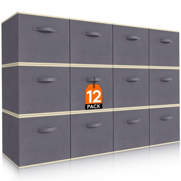 Cubos de almacenamiento Lifewit, 12 paquetes de 28 x 28 x 28 cm, tela gris