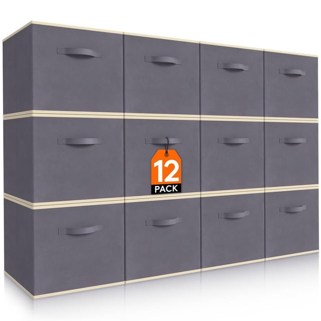 Cubos de almacenamiento Lifewit, 12 paquetes de 28 x 28 x 28 cm, tela gris