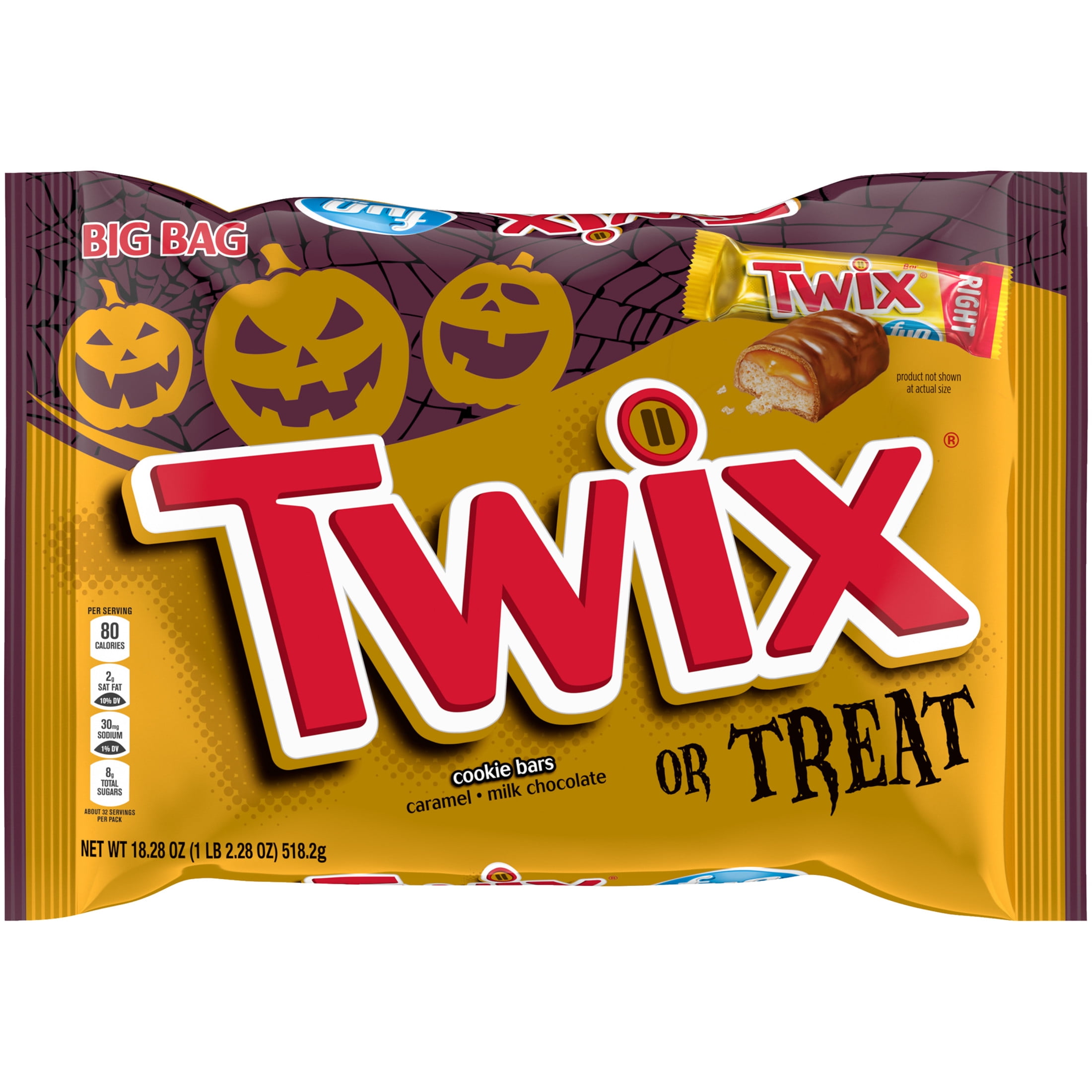 Twix Fun Size Halloween Chocolate Candy Bars - 18.28 oz Bag