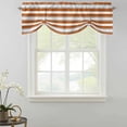 thumbnail image 2 of Tie Up Valances for Windows, Burnt Orange Grey Stripe Adjustable Valance Curtains Window Treatment for Living Room, Minimalist Farmhouse Striped Rod Pocket Kitchen Curtains & Drapes 60x18 Inch, 2 of 9