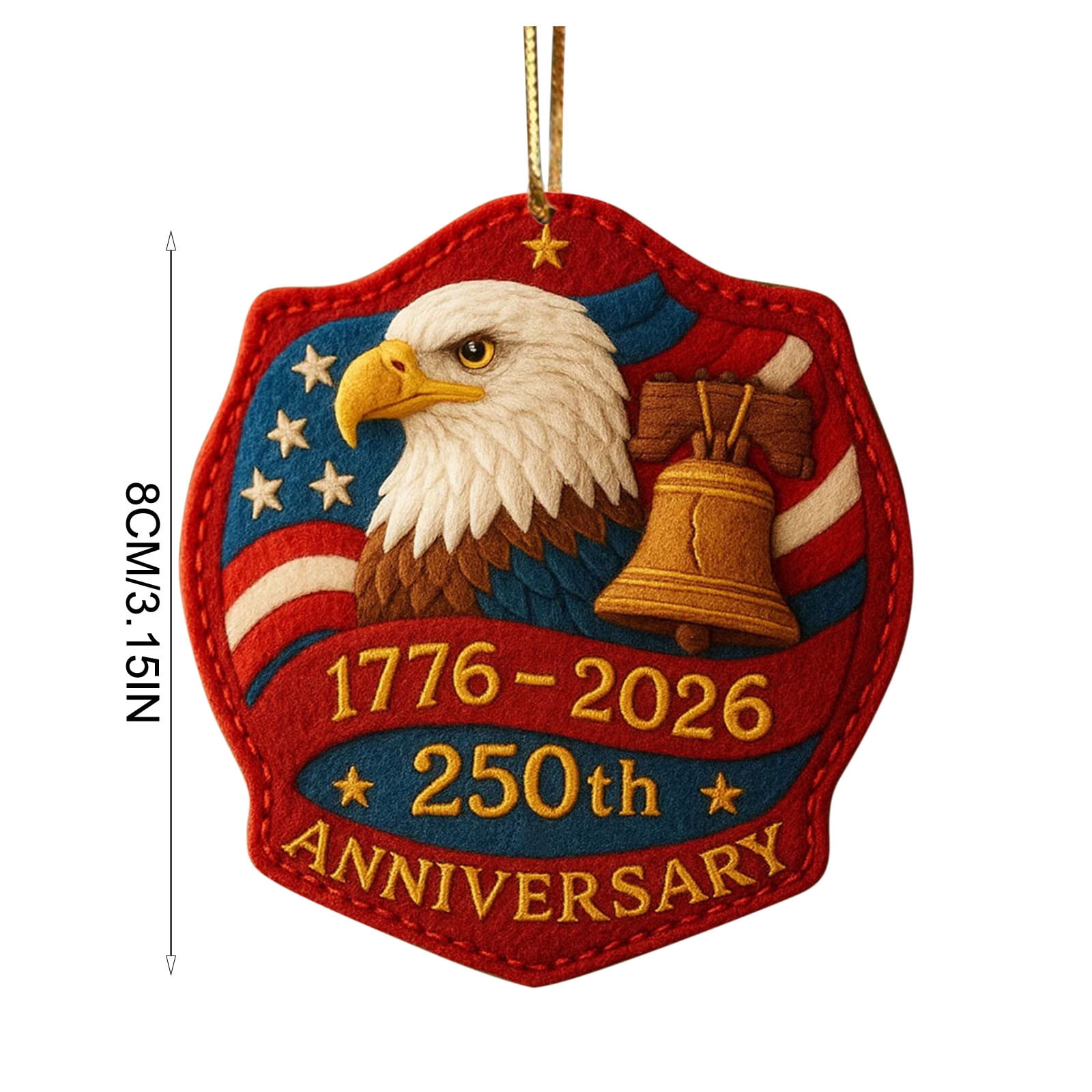 United States 250th Anniversary Ornaments, 250th Anniversary Acrylic Christmas Ornament – 1776-2026 Red & Gold Patriotic Christmas Tree Hanging Decor, Shatterproof Holiday Ornament Gift (2PCS)