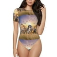 thumbnail image 1 of Balery Wildlife Protection Body de cuello redondo de manga corta para mujer Tops de manga corta Tops básicos-Small, 1 of 7