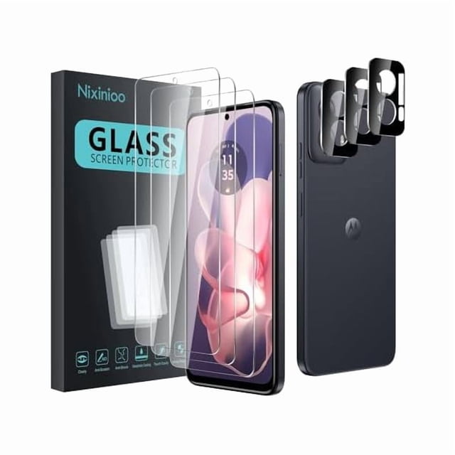 ccwonima 3 Pack Tempered Glass Screen Protector for Motorola Moto G Power 5G 2024 + 3 Pack Camera Lens Protector, Anti-Fingerprint, 9H Hardness, ScratchResistant, Easy to install, Case Friendly
