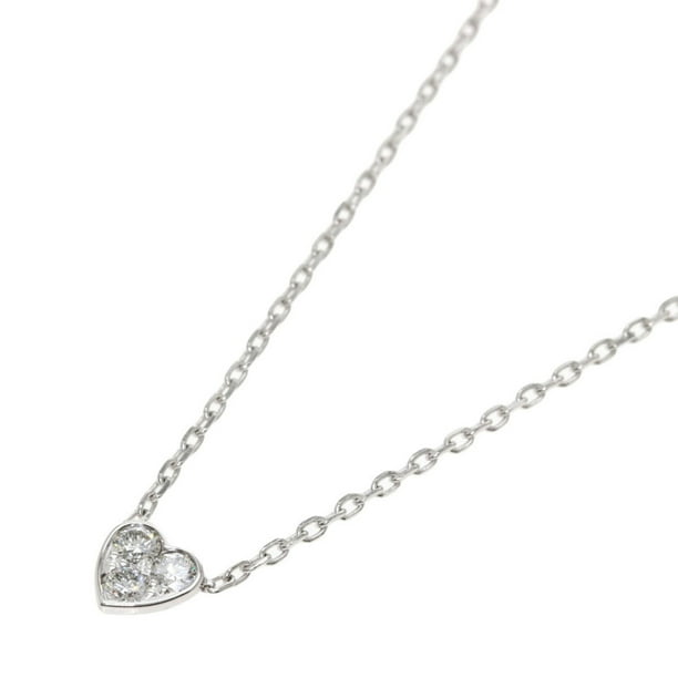 Authenticated Used Cartier Mini Heart of Diamond Necklace K18 White Gold  Ladies CARTIER